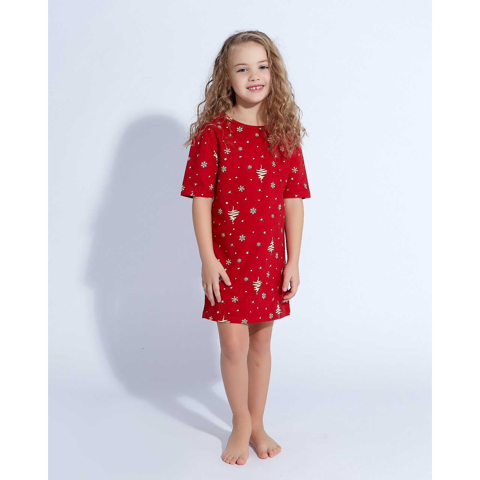 Детская ночная сорочка Ёлки цвет: Красный (3 года), размер 3 года