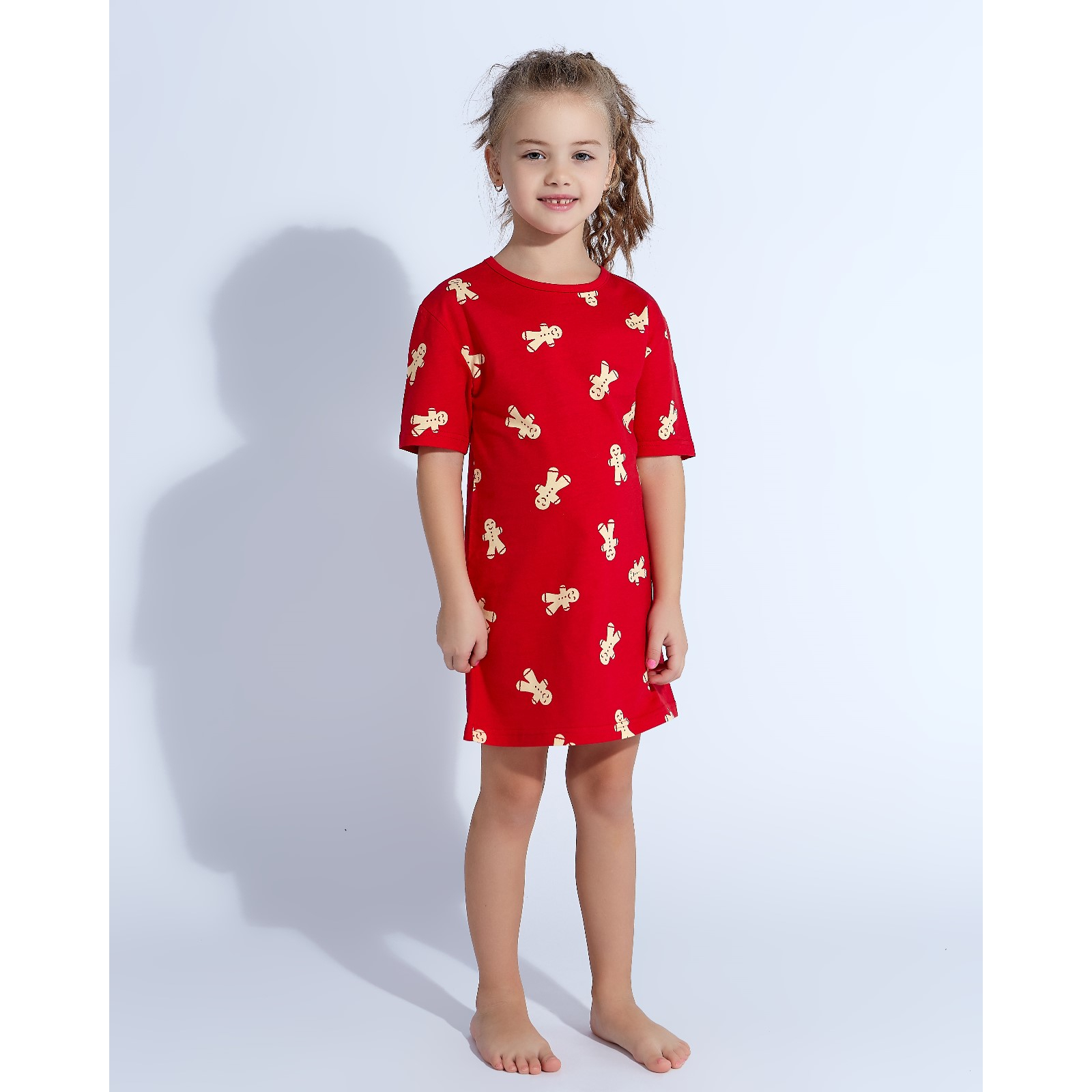 Детская ночная сорочка Печеньки Цвет: Красный (8 лет), размер 8 лет mak600423 Детская ночная сорочка Печеньки Цвет: Красный (8 лет) - фото 1