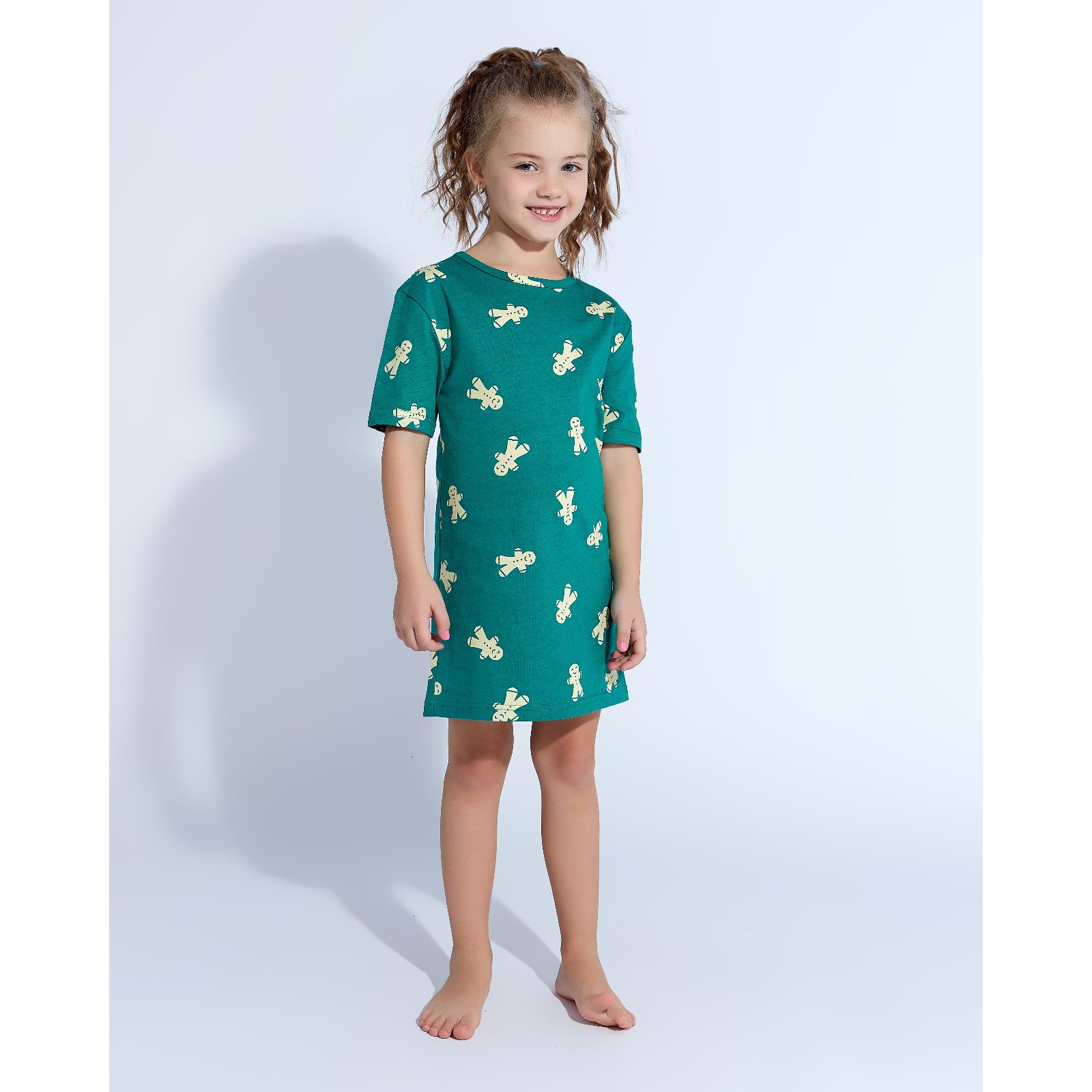 Детская ночная сорочка Печеньки Цвет: Зелёный (8 лет), размер 8 лет mak600422 Детская ночная сорочка Печеньки Цвет: Зелёный (8 лет) - фото 1