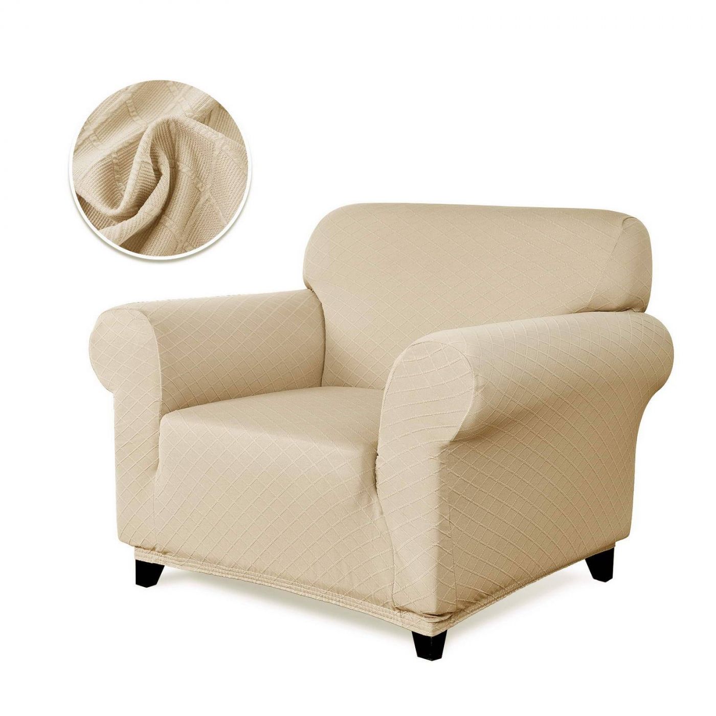 Чехол для кресла Илиана цвет: молочный (Одноместный), размер Без наволочек sofi881471 Чехол для кресла Илиана цвет: молочный (Одноместный) - фото 1