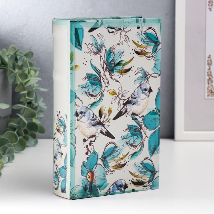Сейф-книга Голубые птички и зелёные цветы (5х13х21 см), размер 5х13х21 см