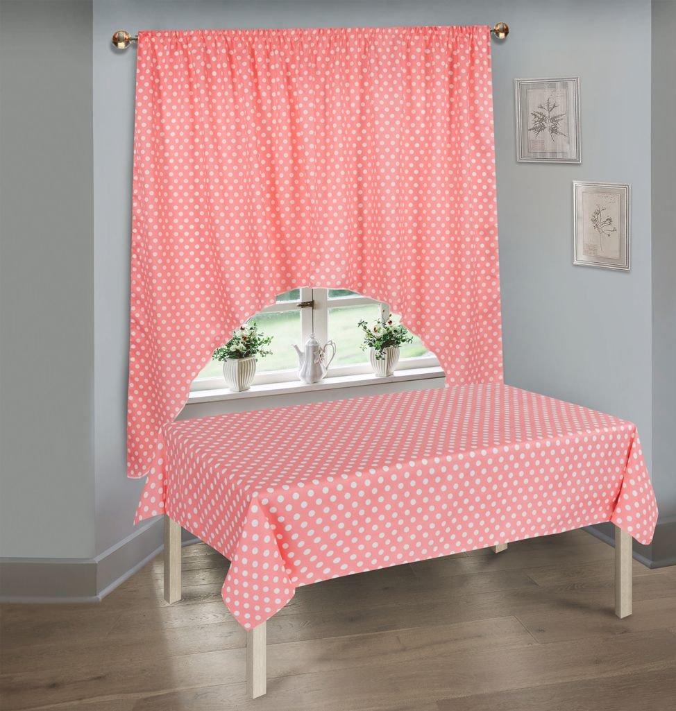 Набор для кухни штора+скатерть Goroh Цвет: Розовый, размер 150х180 см