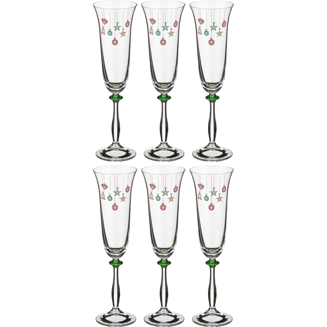 Набор бокалов для шампанского Ёлочные Игрушки (190 мл - 6 шт), размер 190 мл - 6 шт, цвет белый bhi409207 Набор бокалов для шампанского Ёлочные Игрушки (190 мл - 6 шт) - фото 1
