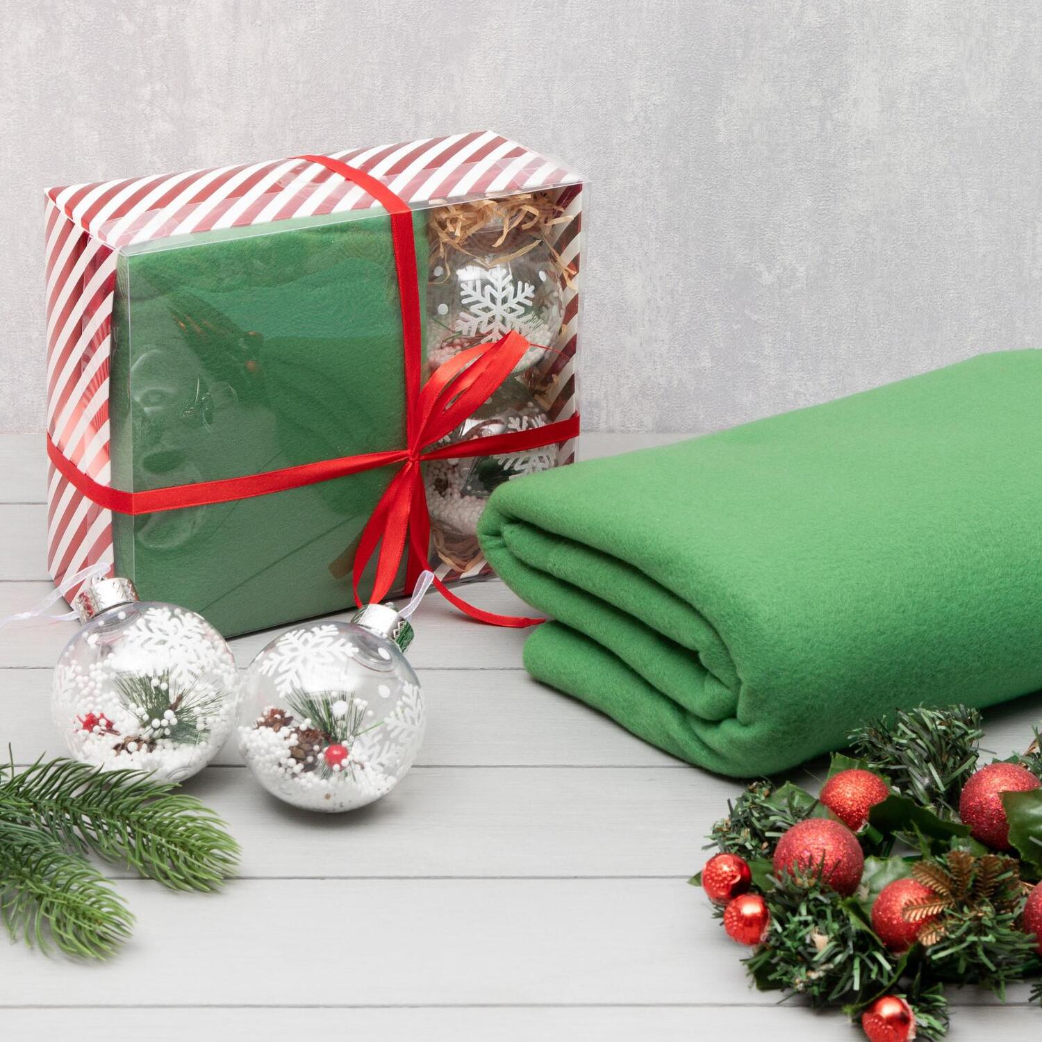 Подарочный набор Снежинки цвет: зеленый (130х150 см), размер 130х150 см