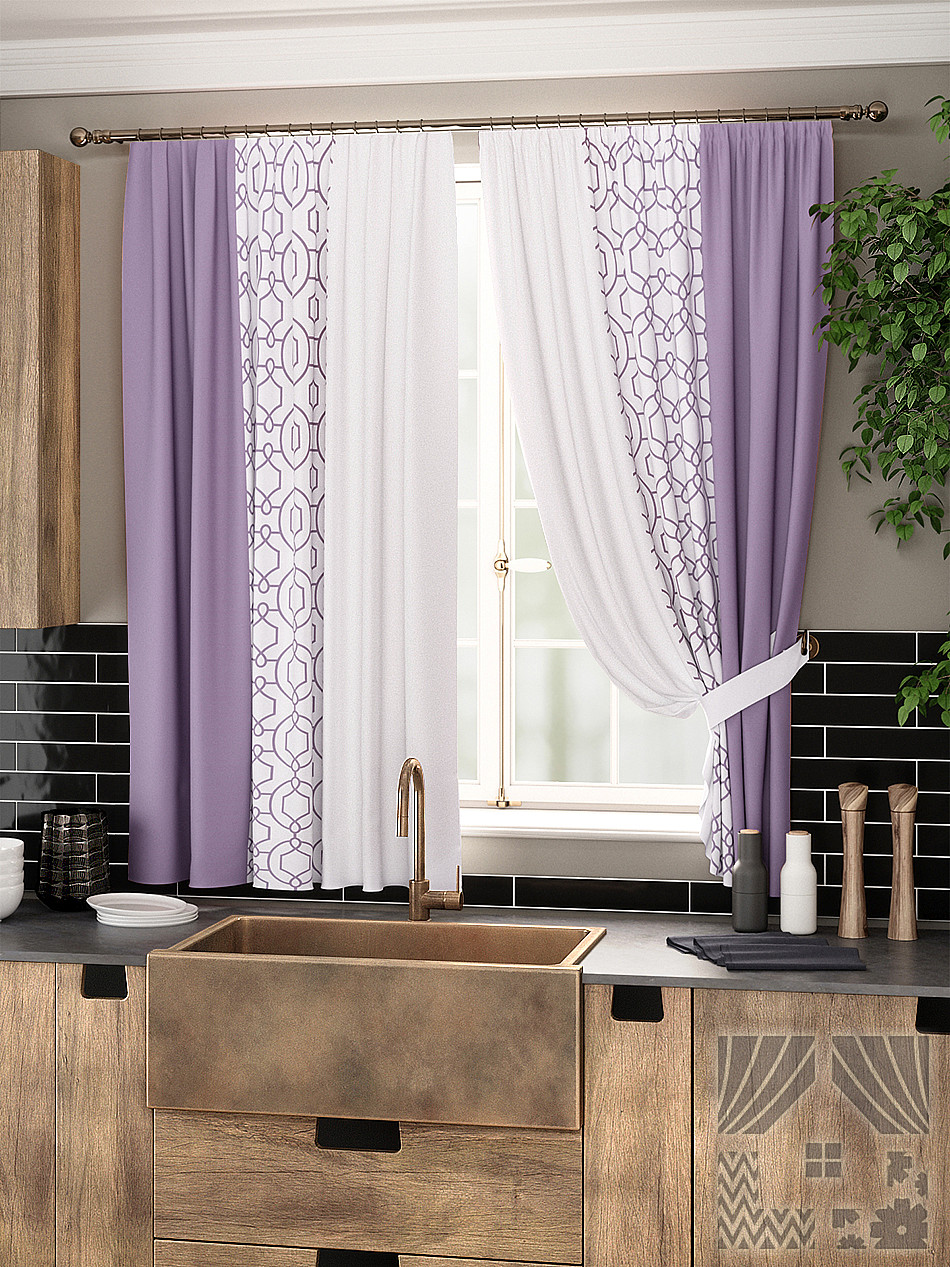 Классические шторы Ulna Цвет: Фиолетовый, размер {}{} tmd614941 - фото 1