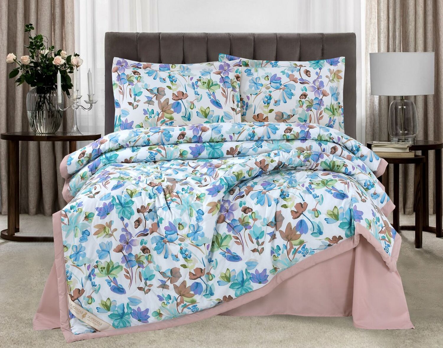 Постельное белье Аквамарин цвет: пудровый (Семейное (2 одеяла-покрывала)), размер 50х70 (2 шт)