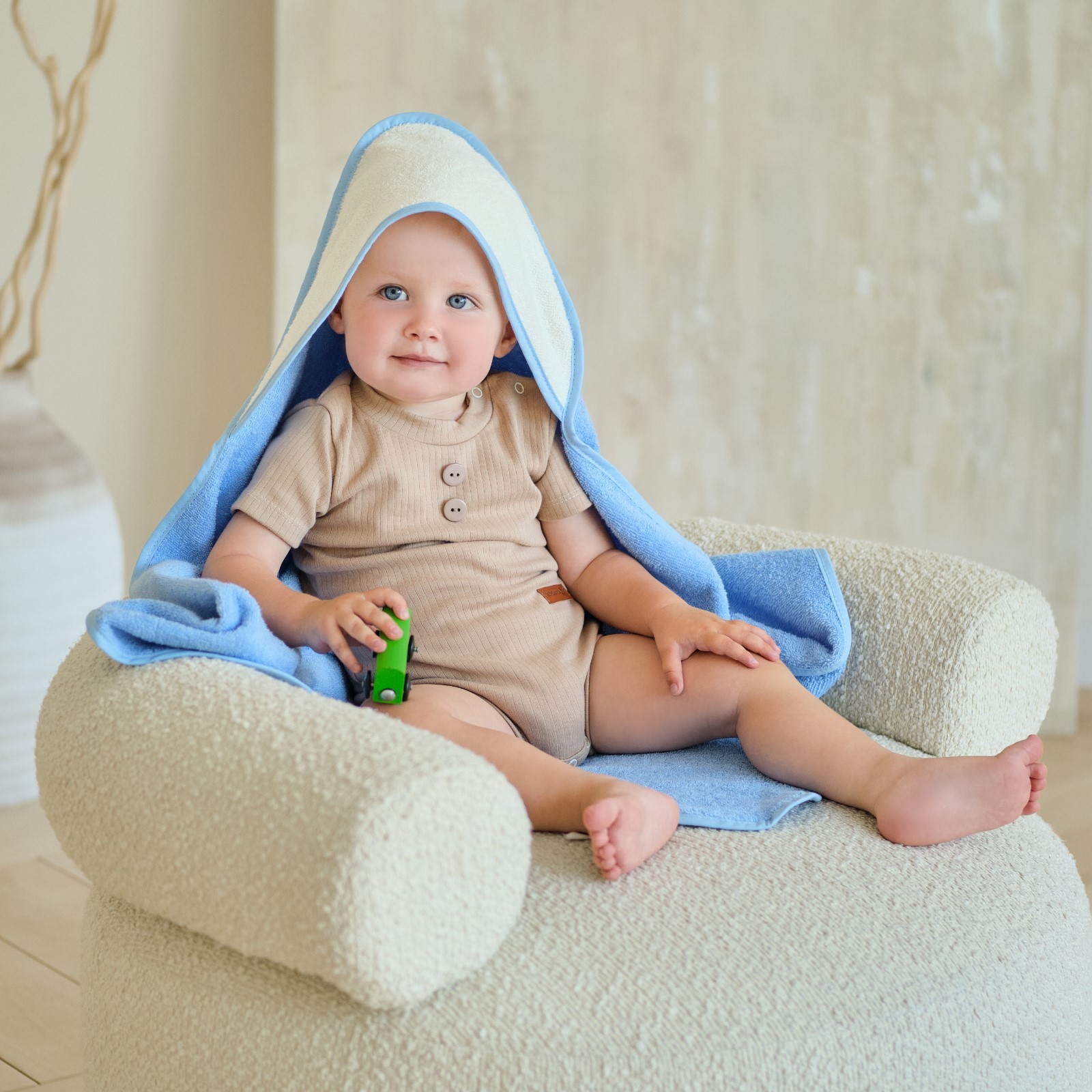 Детское полотенце Katrin цвет: молочный, голубой (75х75 см), размер 75х75 см