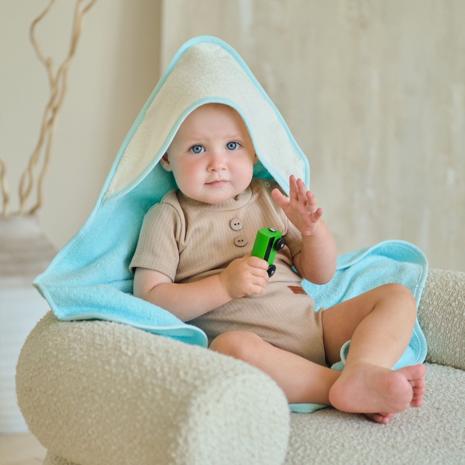 Детское полотенце Katrin цвет: молочный, мятный (75х75 см), размер 75х75 см