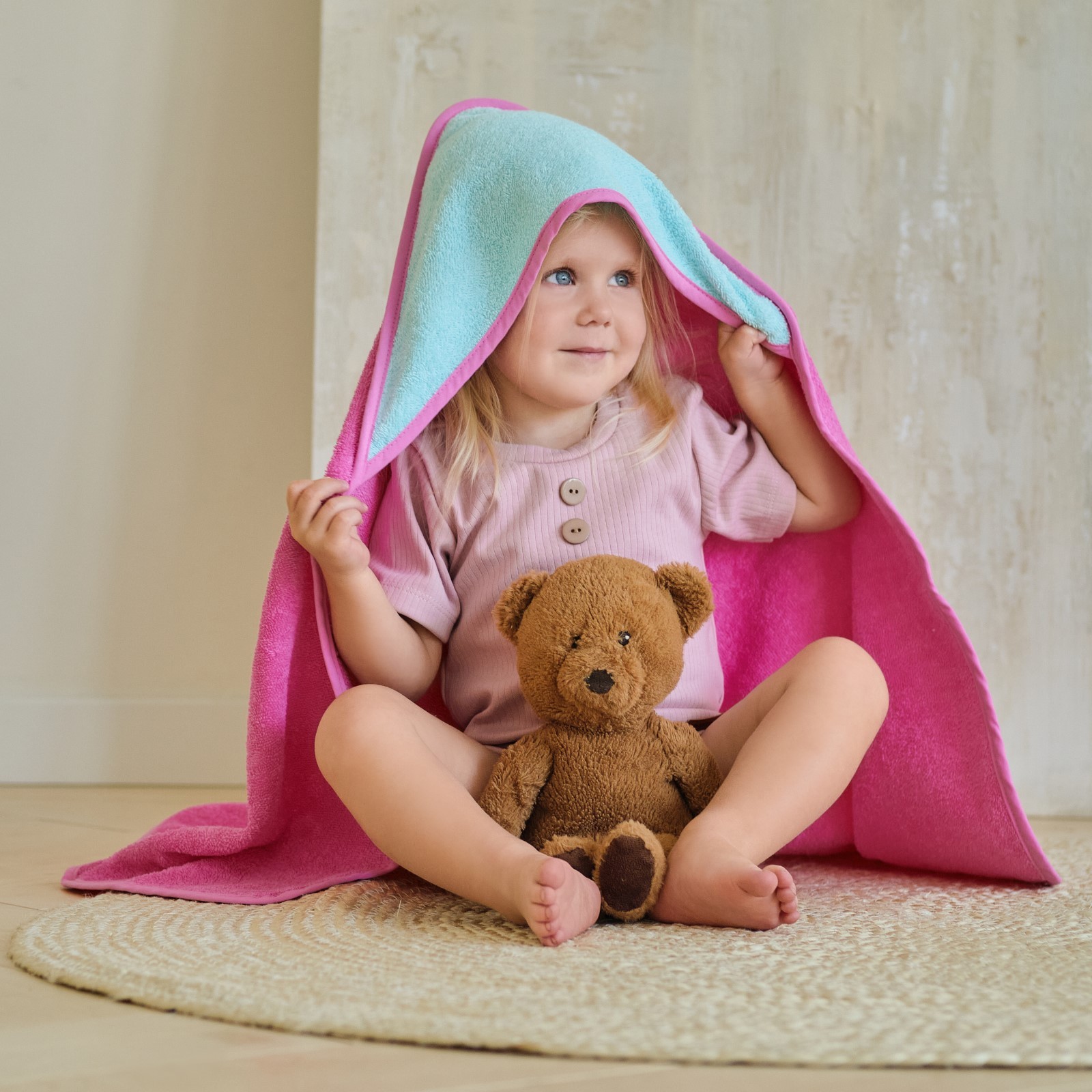 Детское полотенце Katrin цвет: мятный, розовый (75х75 см), размер 75х75 см