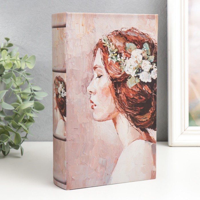 Сейф-книга Профиль девушки с цветами в волосах (5х13х21 см), размер 5х13х21 см
