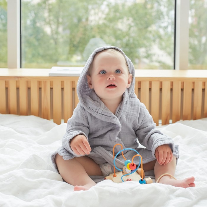 Детский банный халат Adora цвет: серый (3 года), размер 3 года