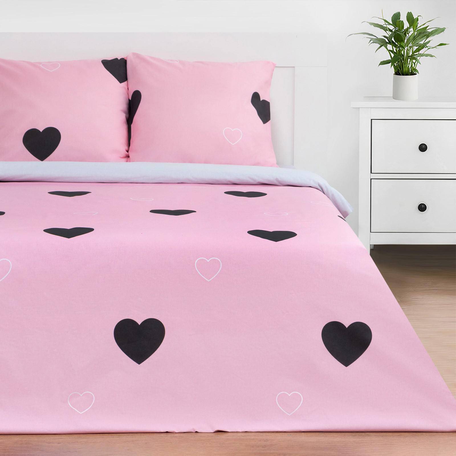Постельное белье Pink heart (1,5 спал.), размер 70х70 (2 шт) tel776127 Постельное белье Pink heart (1,5 спал.) - фото 1
