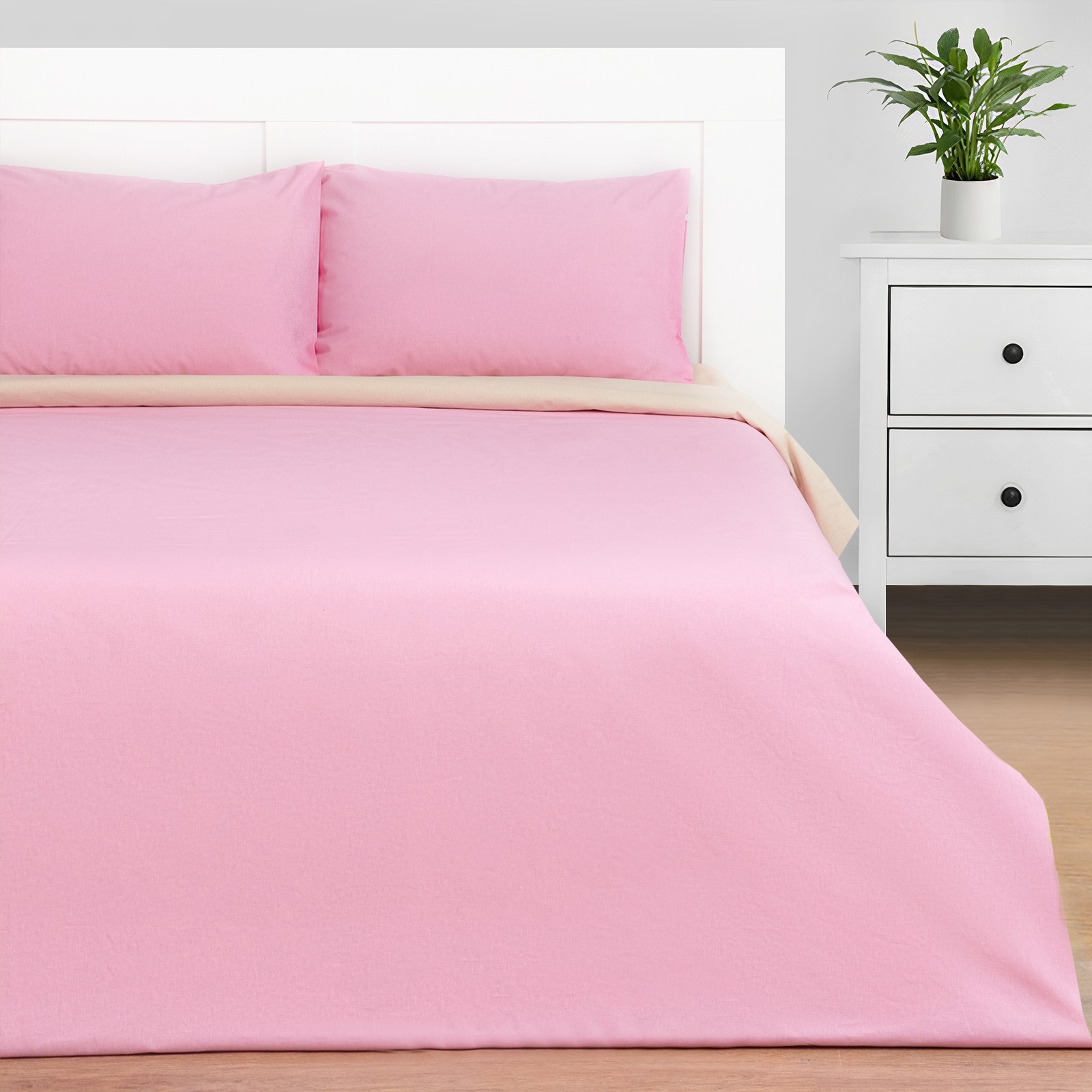 Постельное белье Pink sky цвет: бежевый, розовый (2 спал.), размер 50х70 (2 шт) tel909321 Постельное белье Pink sky цвет: бежевый, розовый (2 спал.) - фото 1