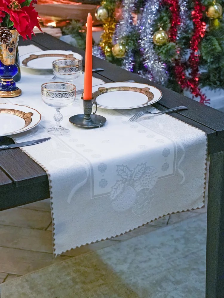 Дорожка на стол Чик фиокко цвет: бежевый (45х140 см), размер 45х140 см