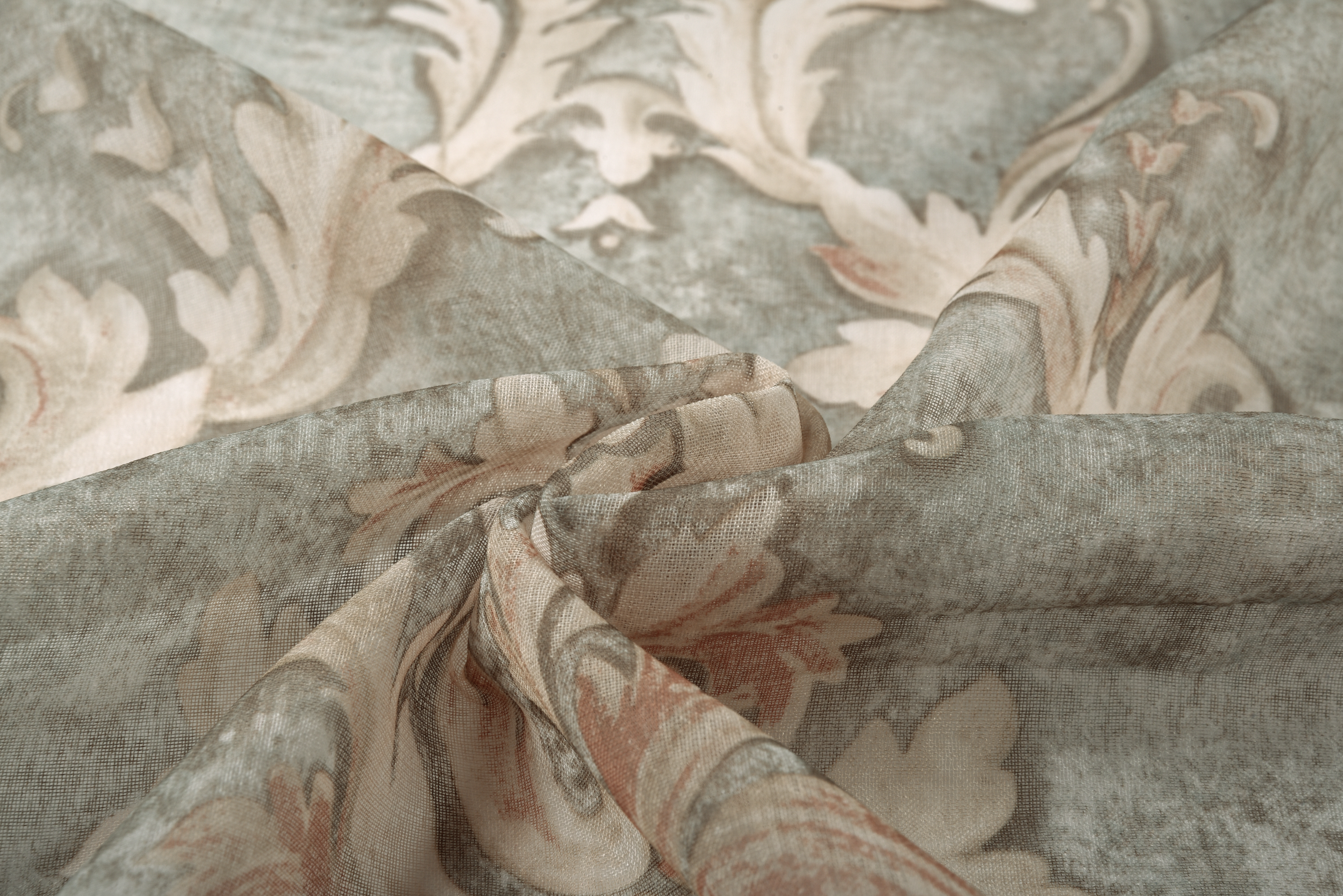 Материал Портьерная ткань Monogram and Leaves Цвет: Ментол, размер 25-30 м trc313485 - фото 1