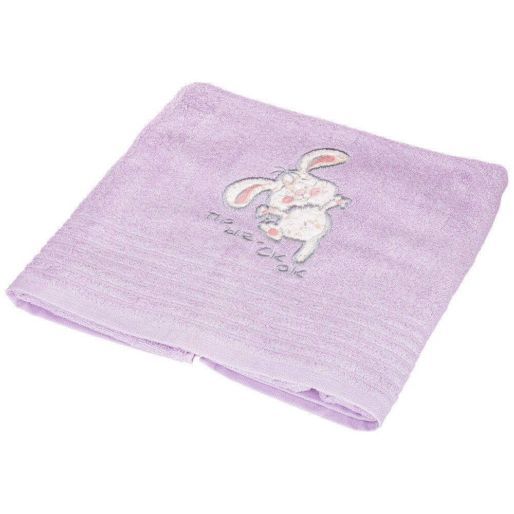 Детское полотенце Зая цвет: сиреневый (90х160 см), размер 90х160 см