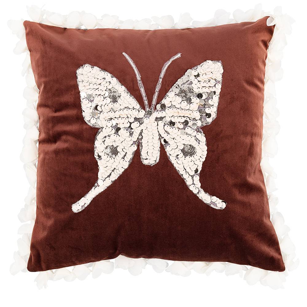 Декоративная подушка Бабочка цвет: коричневый (45х45), размер 45х45 sno870176 Декоративная подушка Бабочка цвет: коричневый (45х45) - фото 1