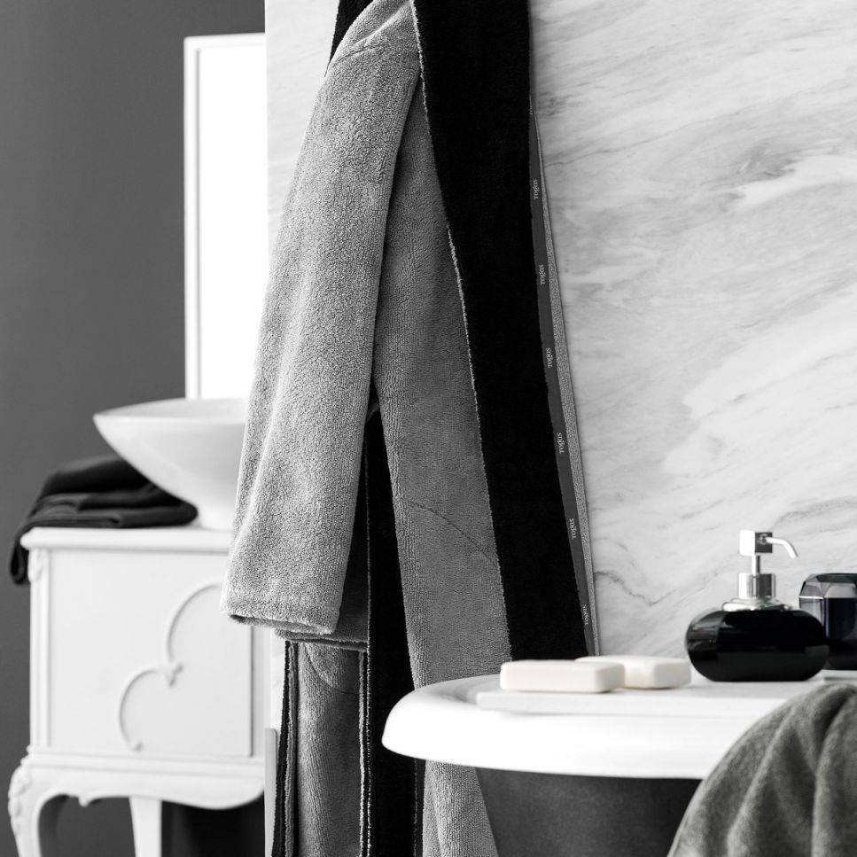 Банный халат Лорди цвет: серый, черный (XL-2XL)