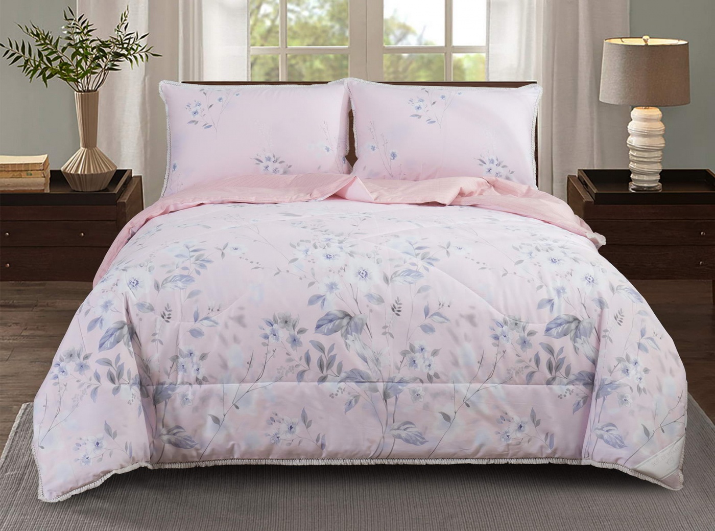 Постельное белье с одеялом Люсиль цвет: розовый (1,5 спал.), размер 50х70 (2 шт) sofi750347 Постельное белье с одеялом Люсиль цвет: розовый (1,5 спал.) - фото 1