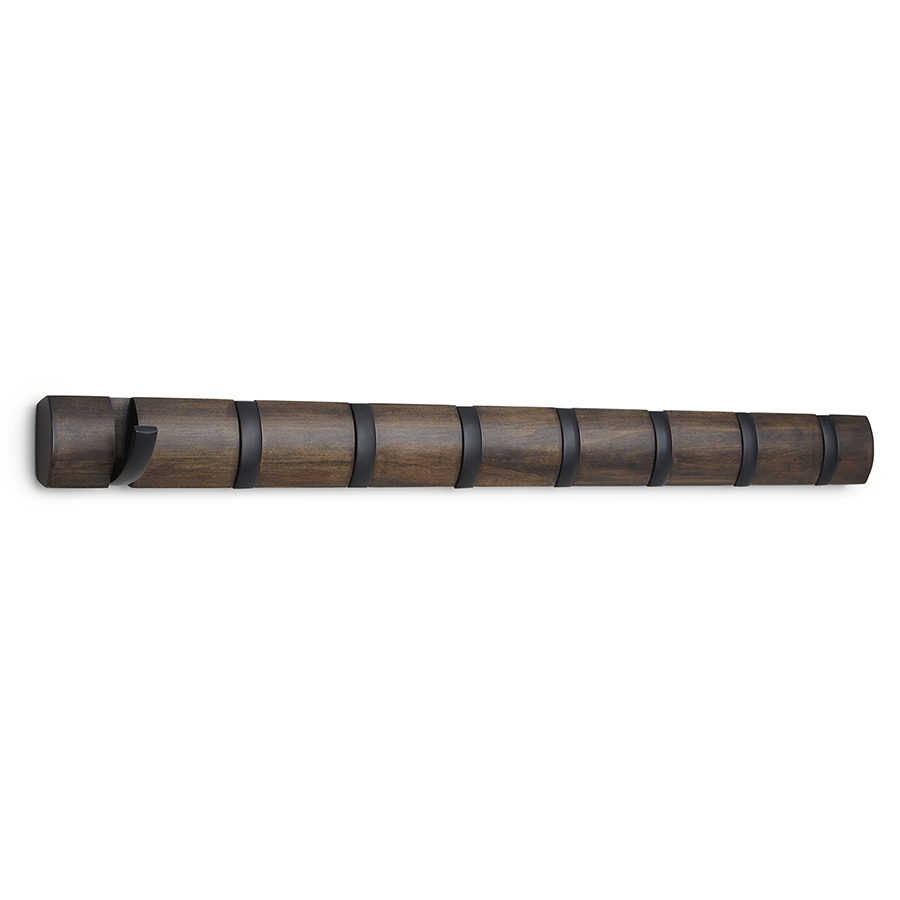 Вешалка настенная горизонтальная FLIP 8 крючков цвет: черный-орех (82х7х4 см) Umbra pok846336