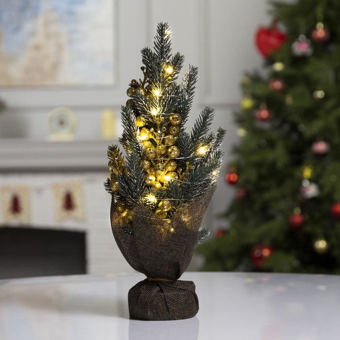 Фигура елка с золотистым декором (14х35х8 см) Luazon Lighting