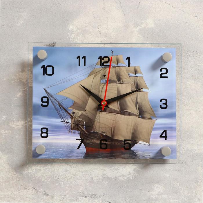 Часы Корабль (20х26 см) Рубин