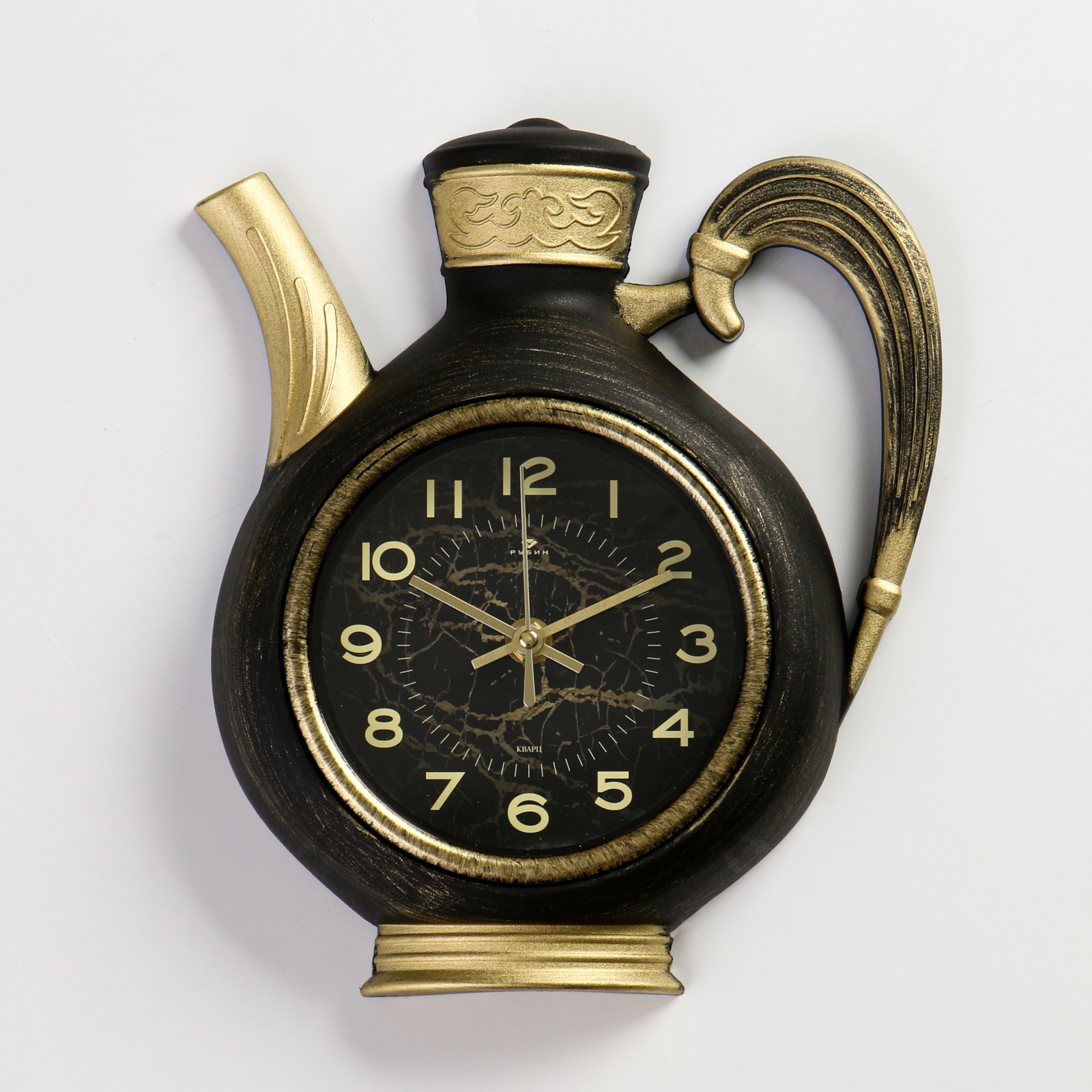 Часы Чайник цвет: черный, золотой (27х24 см) Рубин