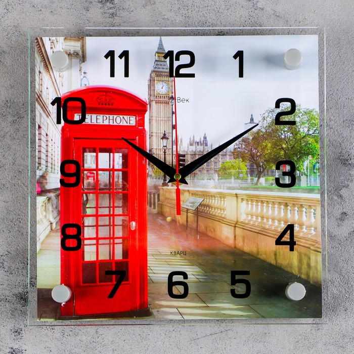 Часы Английская телефонная будка (25х25х4 см)