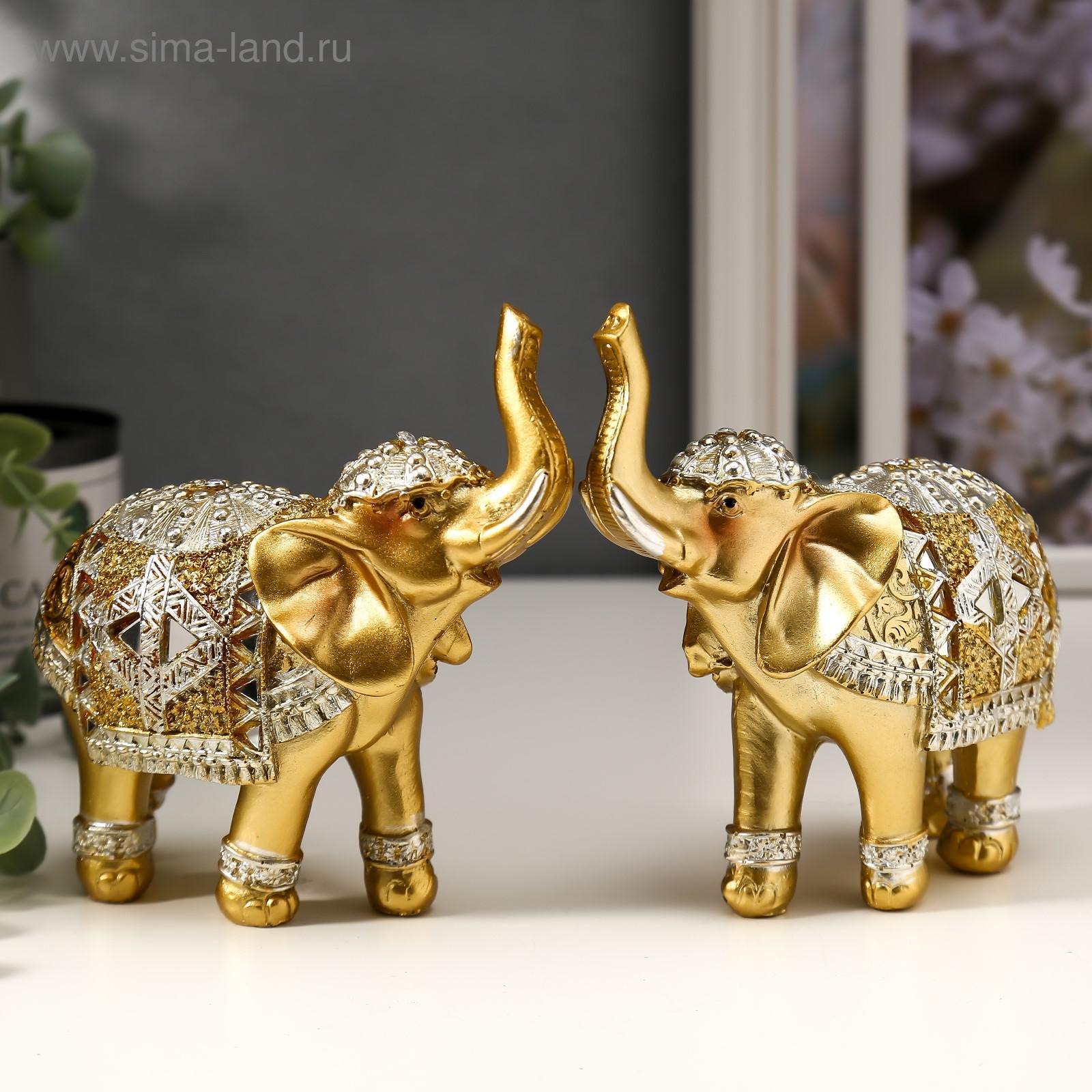 Сувенир Золотой слон в зеркальной попоне цвет: в ассортименте (6х14х14 см)