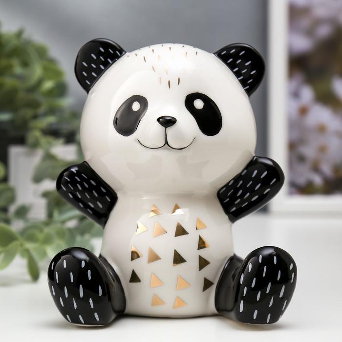 Сувенир Веселая панда цвет: черно-белый, золотой (11х10х13 см)