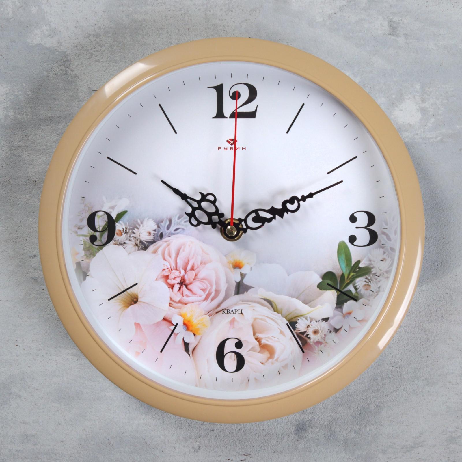 Часы Цветы (23х23х6 см) Рубин