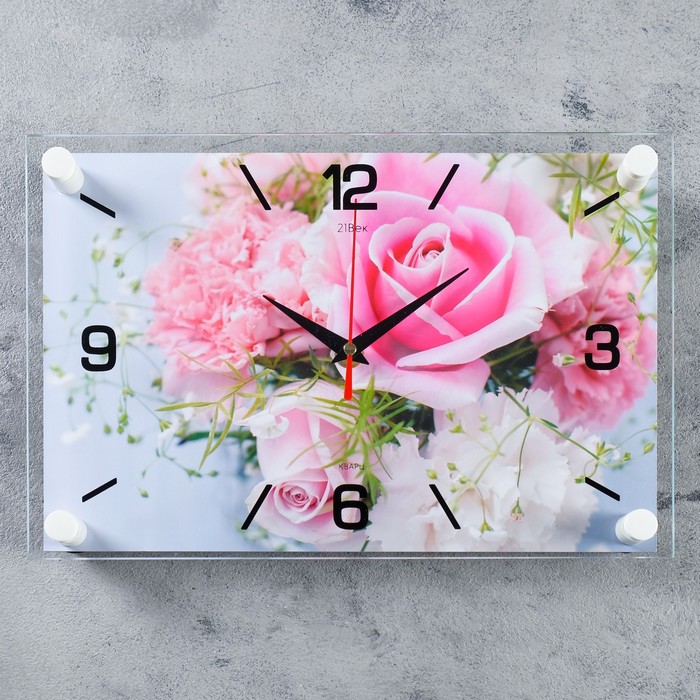 Часы Нежные розы (31х21х5 см) Рубин