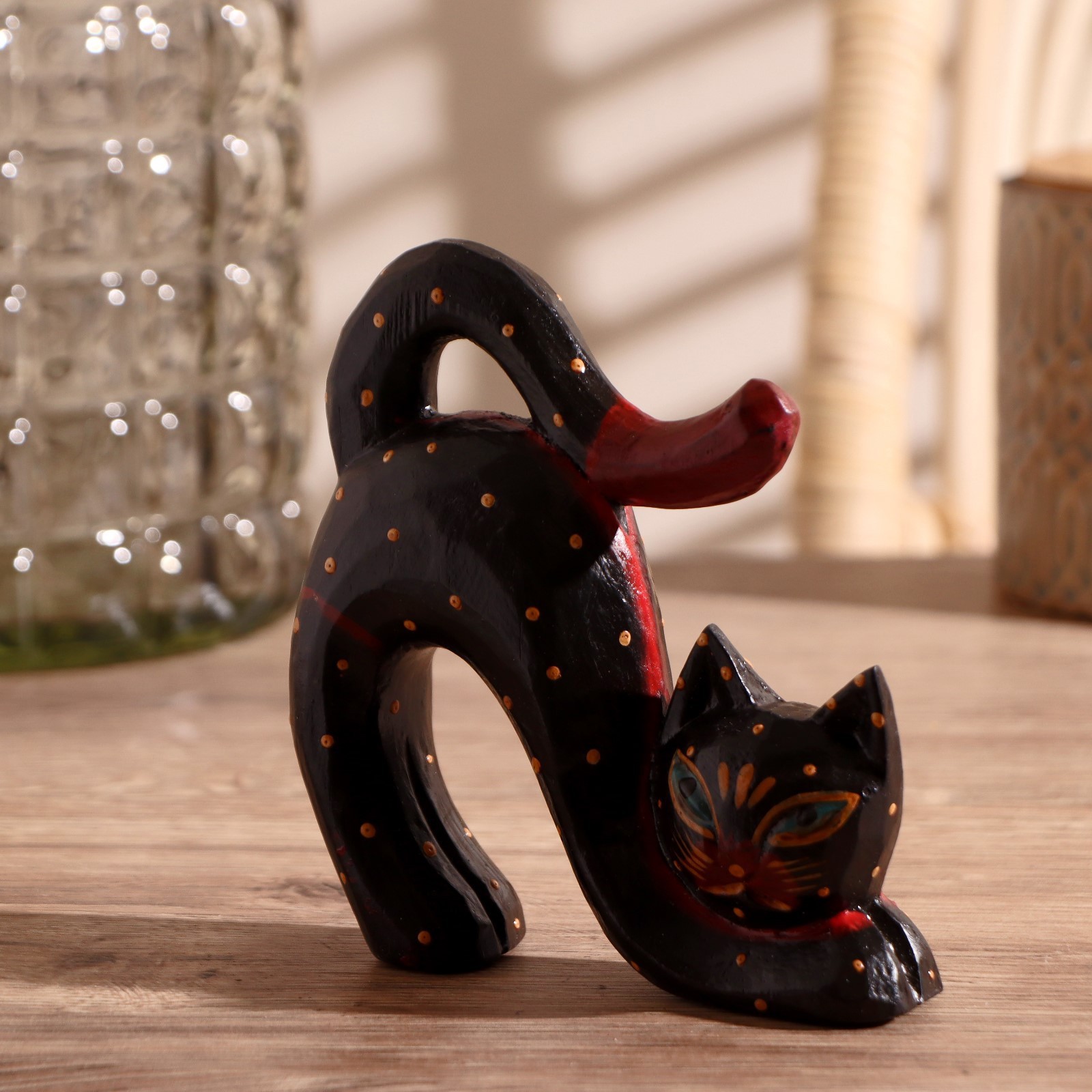 Сувенир Кошка под кольца черная пятнистая (13х4х12 см)