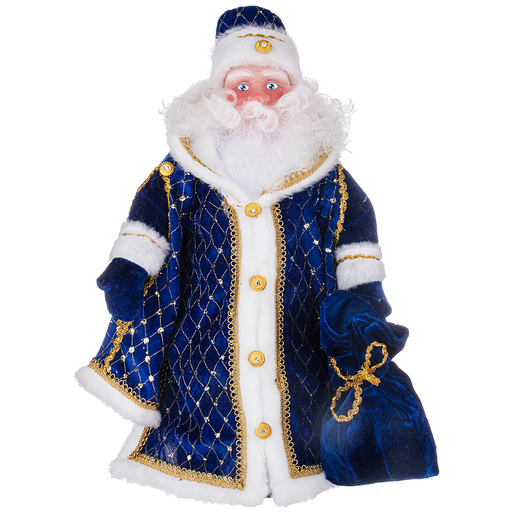 Кукла Дед Мороз царский синий (50 см)