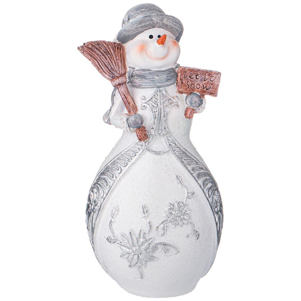 Фигурка Снеговик с табличкой и веником (21х10 см)