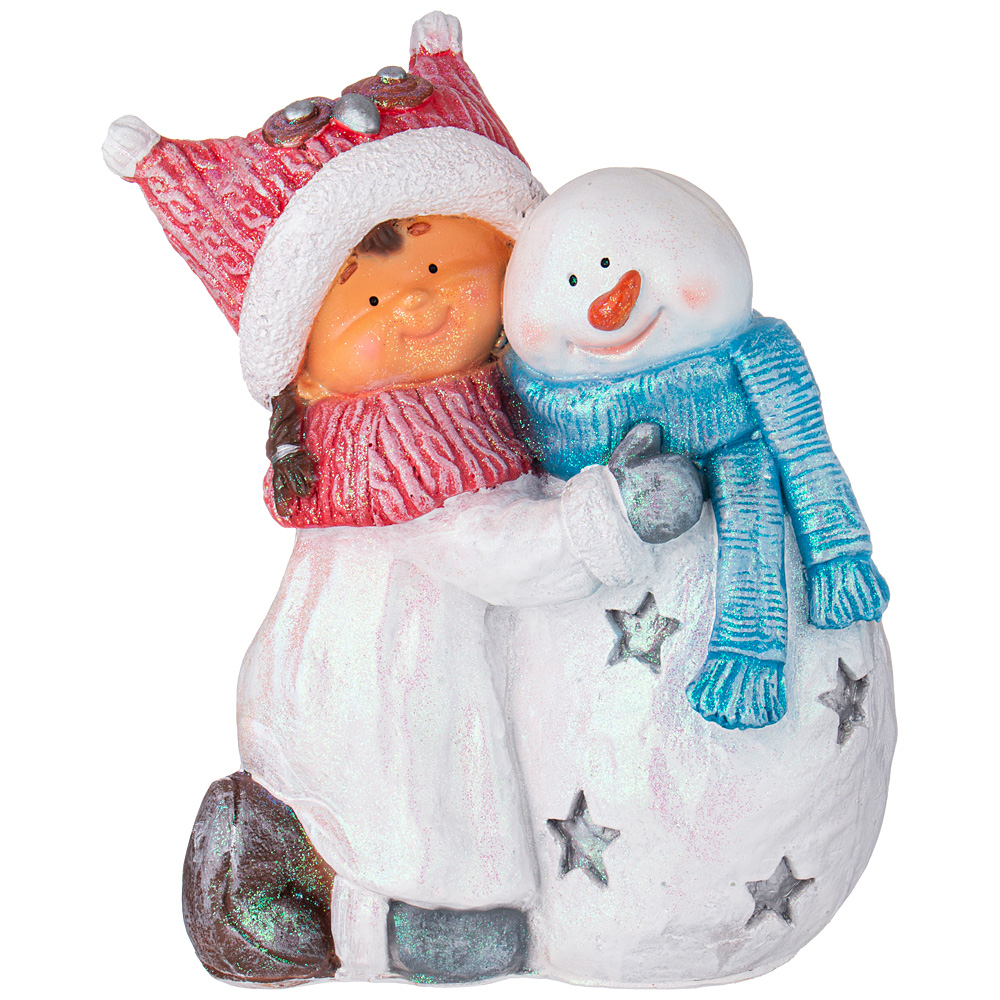 Фигурка Девочка со снеговичком (44х35 см)