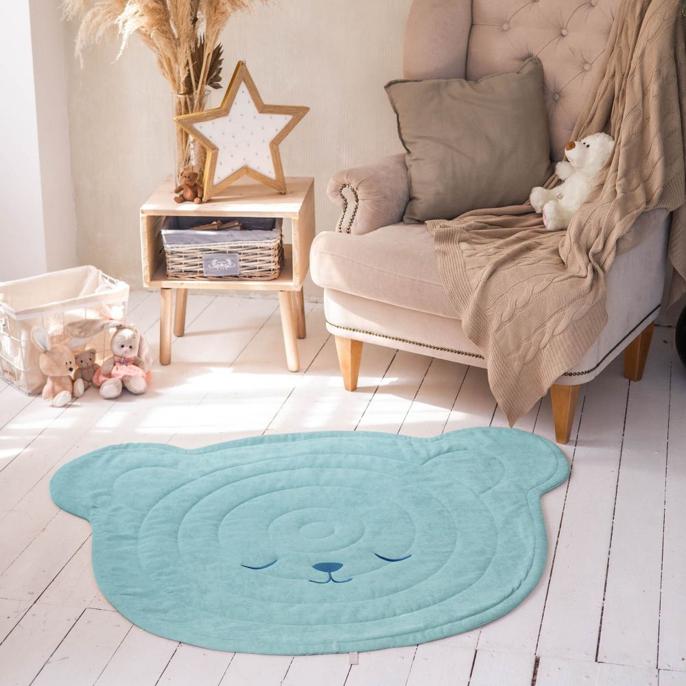 Декоративный коврик Тедди цвет: небесно-голубой (130х100 см)
