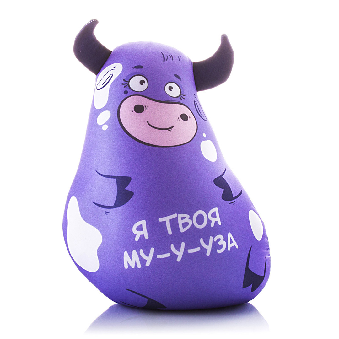 Декоративная подушка Фиолетовая Коровка С Надписью Цвет: Фиолетовый (24х29), размер 24х29