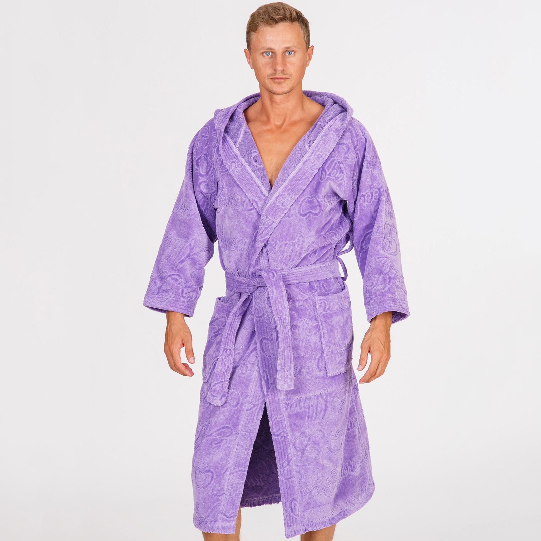 Фиолетовый махровый халат