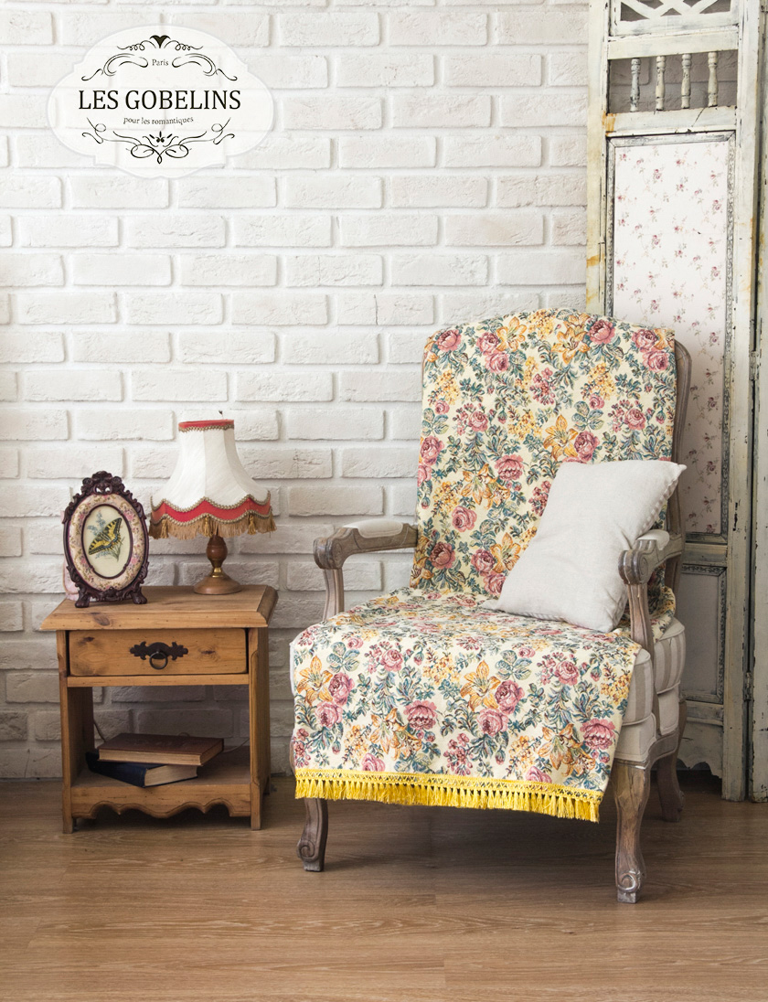Накидка на кресло Arrangement De Fleurs (60х130 см), размер 60х130 см, цвет бежевый lns186152 Накидка на кресло Arrangement De Fleurs (60х130 см) - фото 1