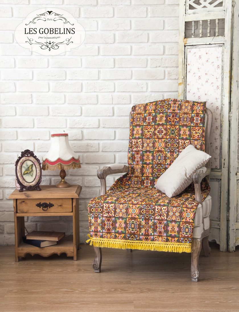 Накидка на кресло Mosaique De Fleurs (80х120 см), размер 80х120 см, цвет коричневый lns186061 Накидка на кресло Mosaique De Fleurs (80х120 см) - фото 1