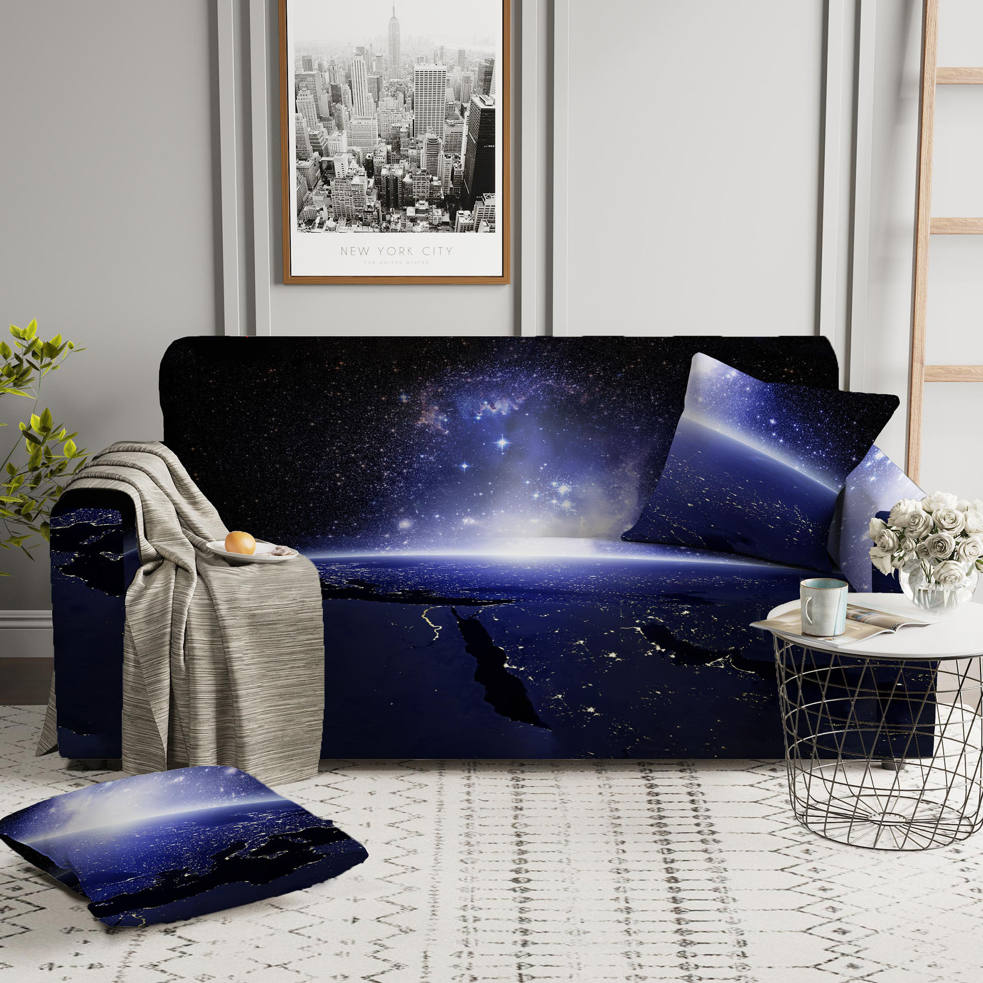 Чехлы для мебели и подушек Стильный Дом Чехол на диван Tawnie цвет: синий (Двухместный)