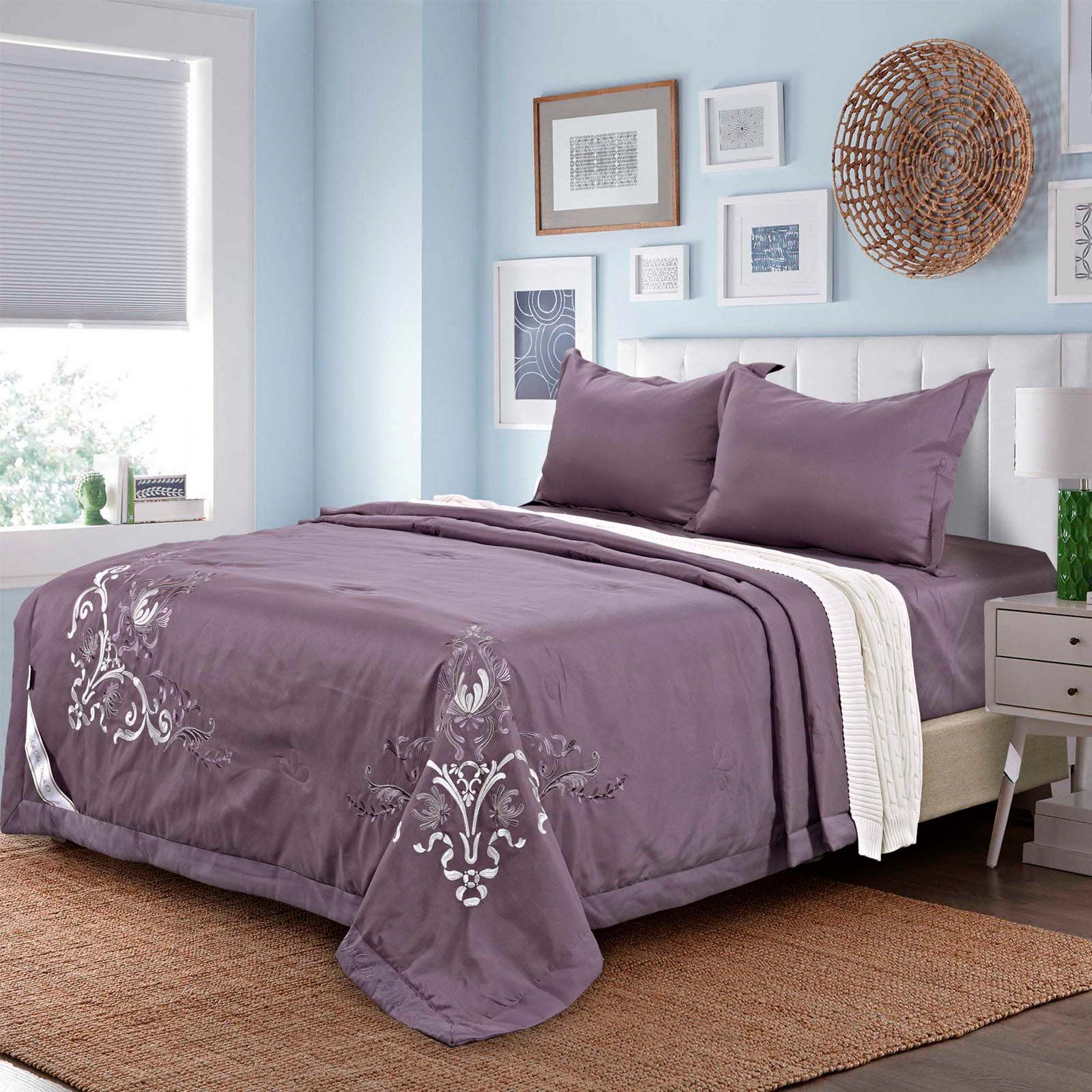 Постельное белье с одеялом Изида цвет: фиолетовый (семейное (2 одеяла-покрывала))