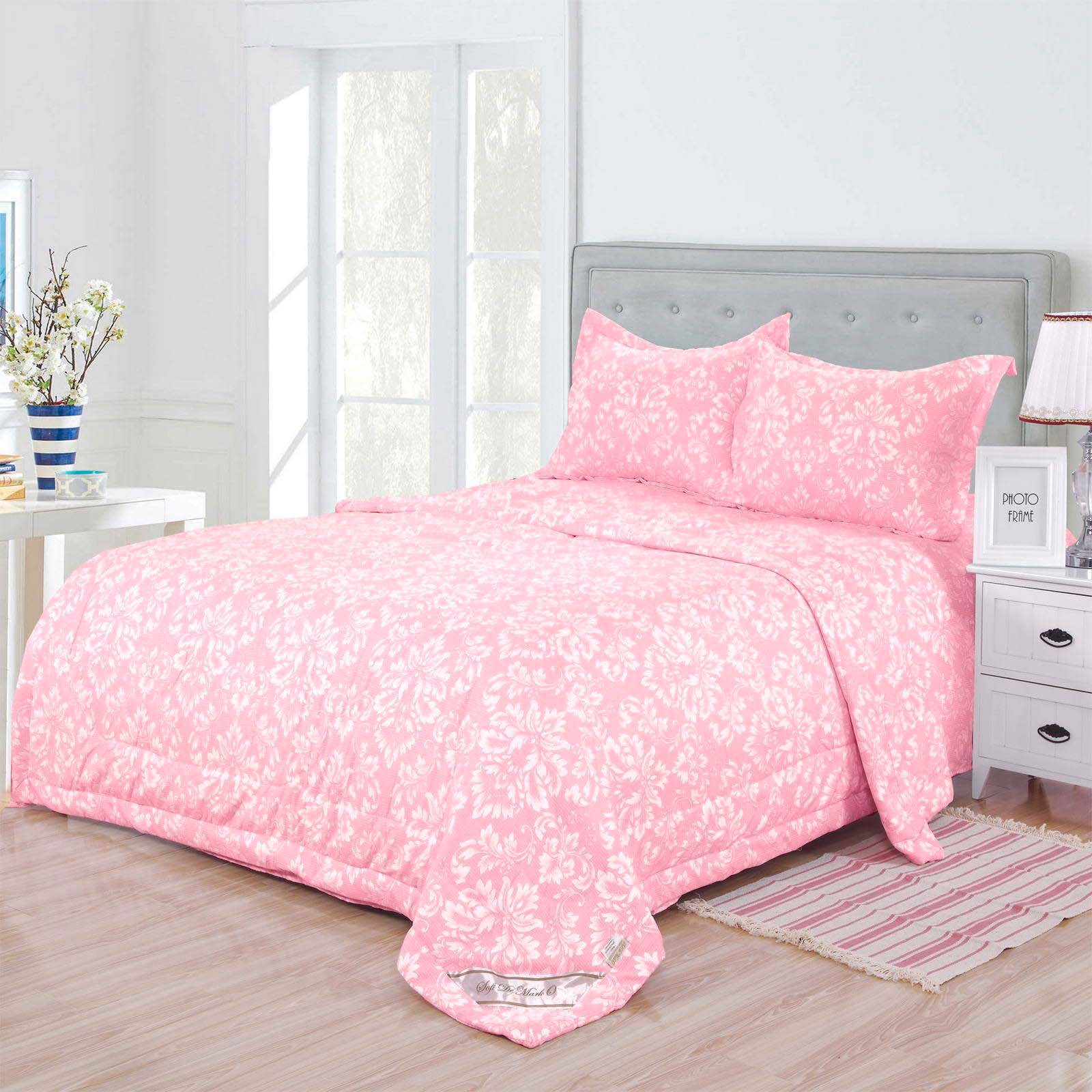 Постельное белье с одеялом Гермес Цвет: Розовый (Семейное (2 одеяла-покрывала)), размер 50х70 (2 шт) sofi703014 Постельное белье с одеялом Гермес Цвет: Розовый (Семейное (2 одеяла-покрывала)) - фото 1