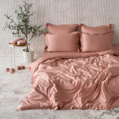Постельное белье Киа цвет: бежево-розовый (евро)