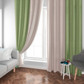 Классические шторы Soft цвет: фисташковый, бежевый (160х270 см - 2 шт)