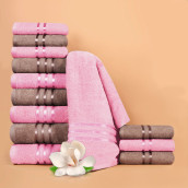 Набор из 12 полотенец Harmonika цвет: розовый, коричневый (30х50 см - 6 шт, 50х80 см - 4 шт, 70х130 см - 2 шт)