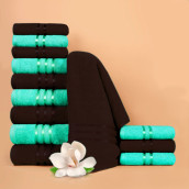 Набор из 12 полотенец Harmonika цвет: мятный, кофейный (30х50 см - 6 шт, 50х80 см - 4 шт, 70х130 см - 2 шт)