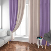 Классические шторы Soft цвет: лиловый, бежевый (160х270 см - 2 шт)