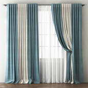 Классические шторы Кирстен цвет: голубой, кремовый (240х270 см - 2 шт)